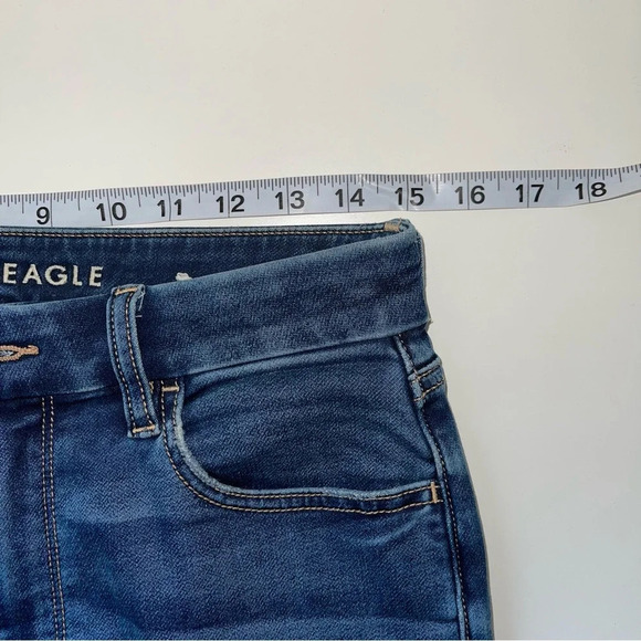 American Eagle Soft Knit Dark Patch Ripped Curvy Skinny Jeans 10 Short Women’s - Picture 8 of 13